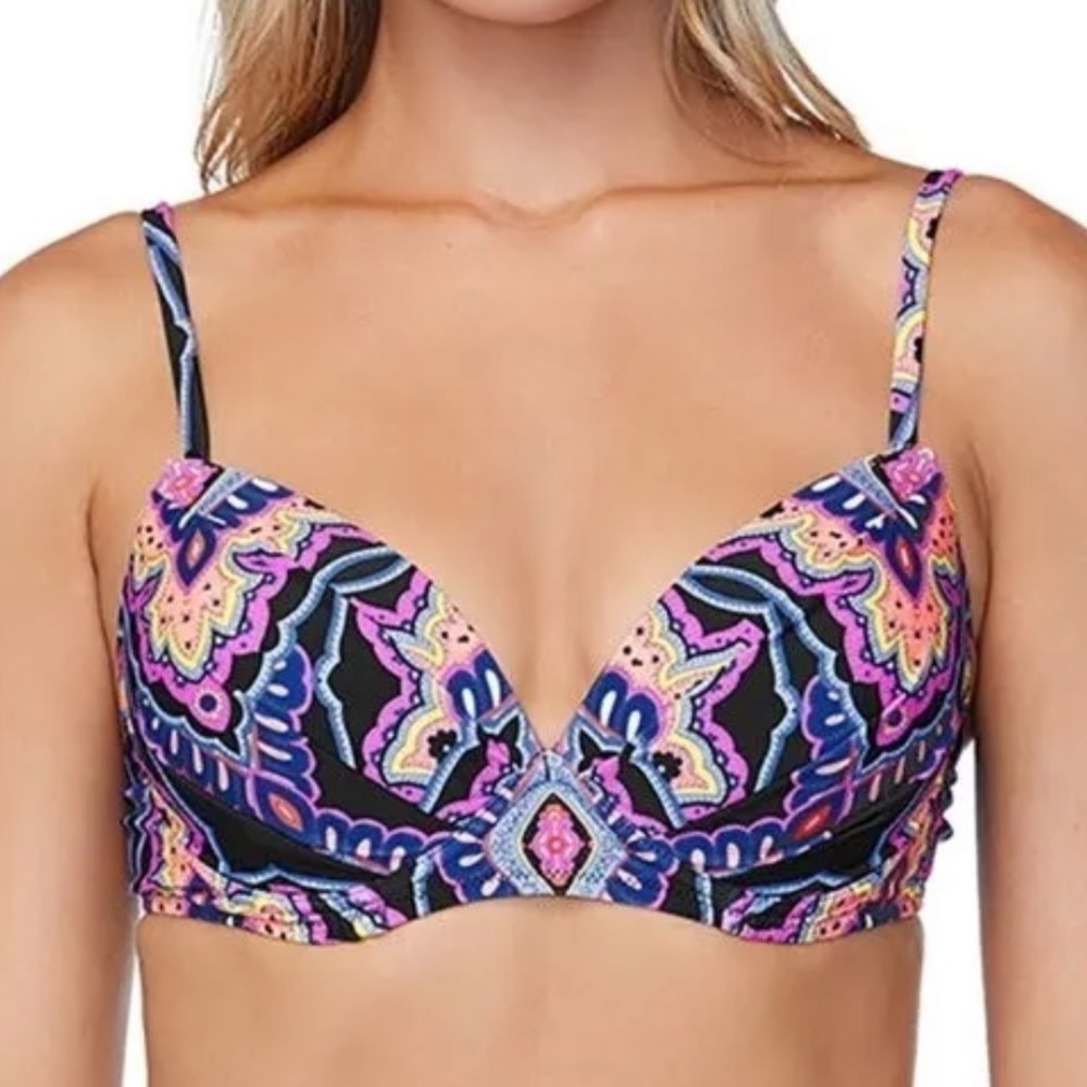 Raisins BLACK MULTI Nepal Nights Moonshadow Underwire Swim Top, US X-Large